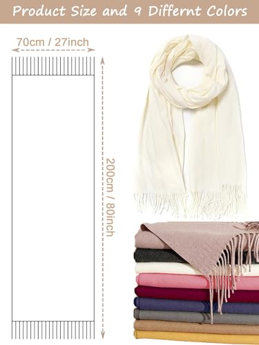 Beieverluck 9 Pieces Women Cashmere Scarf Pashmina Shawls and Wraps Winter Thick Warm Knit Scarf Shawl for Evening Dress Wedding, 9 Colors2