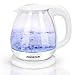 Price comparison product image Aigostar Small Electric Kettle, 1.0L White Glass Kettle Cordless, Compact Mini Clear Water Tea Kettle Fast Quiet Boil for Kitchen Bedroom Office, 2200W - Elvin 3011Q