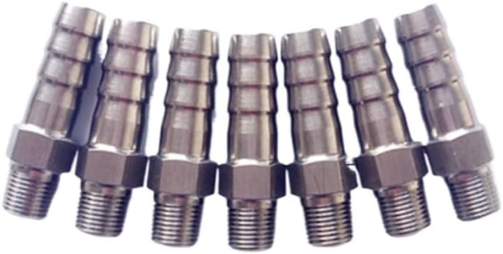 Stainless Steel Male Thread Pipe Fitting 1/8" 1/4" 3/8" 1/2" Male Thread to 6mm 8mm 10mm 12mm 16mm Barb Hose Reducers Connector(10mm OD Tube,1/8")