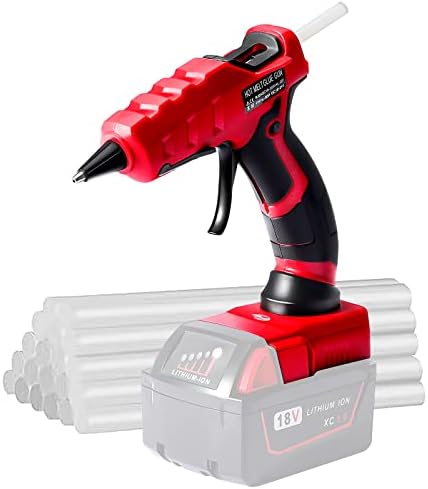 Cordless Hot Glue Gun for Milwaukee, Suitable for Milwaukee M18 18V Li-ion Battery, 30s Quick Preheat Hot Melt Glue Gun with 30 Pcs Glue Sticks(7 * 150mm) for Arts & Crafts & DIY & Repairs(Tool Only)