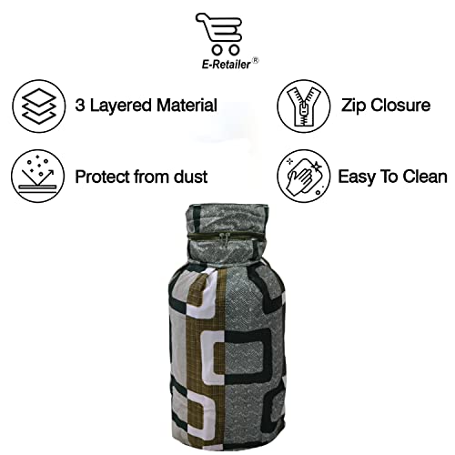 Image of Polyester 3-Layered LPG Gas Cylinder Covers with Zip Enclosure Pack of 2- (Color-Geometric Green, Size-26x14 Inches)