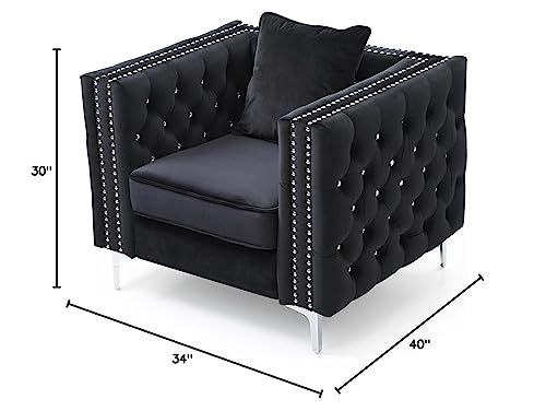 Sillón Paige Plegable Negro Velvet miniatura 3