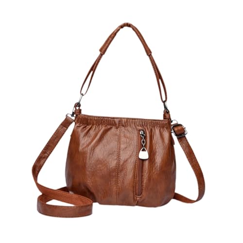 Image of CALANDIS Hobo Bag for Women PU Leather Casual Large Capacity Lightweight Shoulder Bag Brown | Womens Handbags & Bags