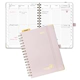 POPRUN Week to View 2026 Diary A5 (21.5x16 cm) Spiral Hard Cover Weekly Work Planner 26 with Large Writing Space, Monthly Tabs, 100GSM Paper (Light Pink) - Image 1