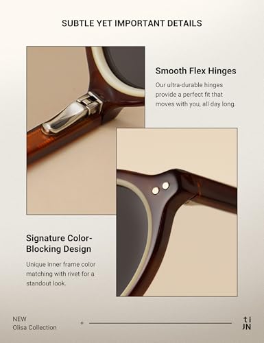 TIJN Olisa Retro Oval Sunglasses for Women Men,Polarized UV Protection Shades,Stylish Frame Sun Glasses,2025 Trendy Sunnies