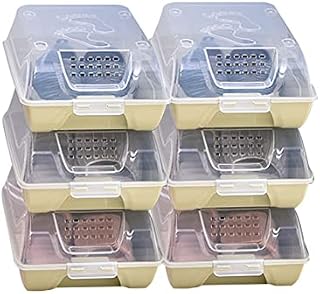 DXDYDZ Clear Shoe Box 6 pcs Stackable Shoe Storage Boxes with Lid, Ventilation Holes,Handle, Buckle Dustproof Hard Plastic Shoe Organizer Containers Large Durable Shoe Rack 37.5x22.5x12.5CM (Green)