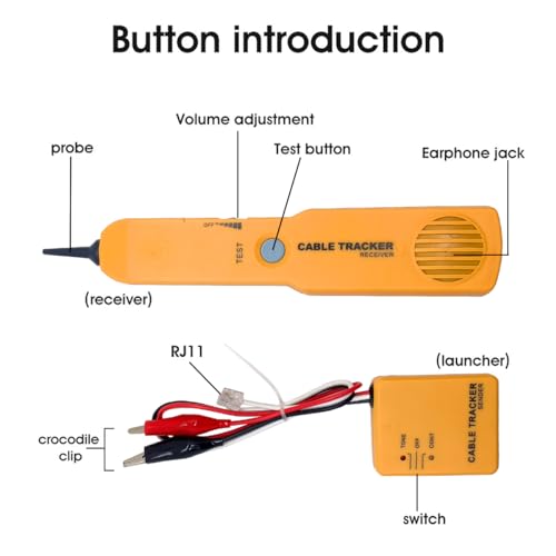 Image of Multi-Purpose Cable Finder and Circuit Tester Kit with Tone Generator,Wire Tracer,Cable Tracker,Clips & RJ11 Plug