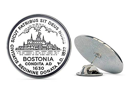 Round Boston Massachusetts City Seal (Logo Capital ma Love) Metal 0.75