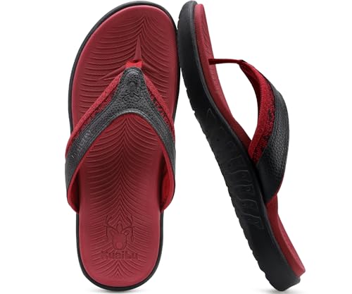 Image of KuaiLu Mens Sport Flip Flops Comfort Orthotic Thong Sandals with Plantar Fasciitis Arch Support Outdoor Summer Beach Size 7~15