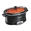 Hamilton beach portable 7 quart programmable slow cooker with three temperature settings lid latch strap for easy travel dishwasher safe crock black 33474g  urban country home decor