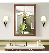 Bathroom Mirror for Over Sink,24x36Inch Thick Anti-Rust Wood Grain Metal Frame, Rectangle Decorat...