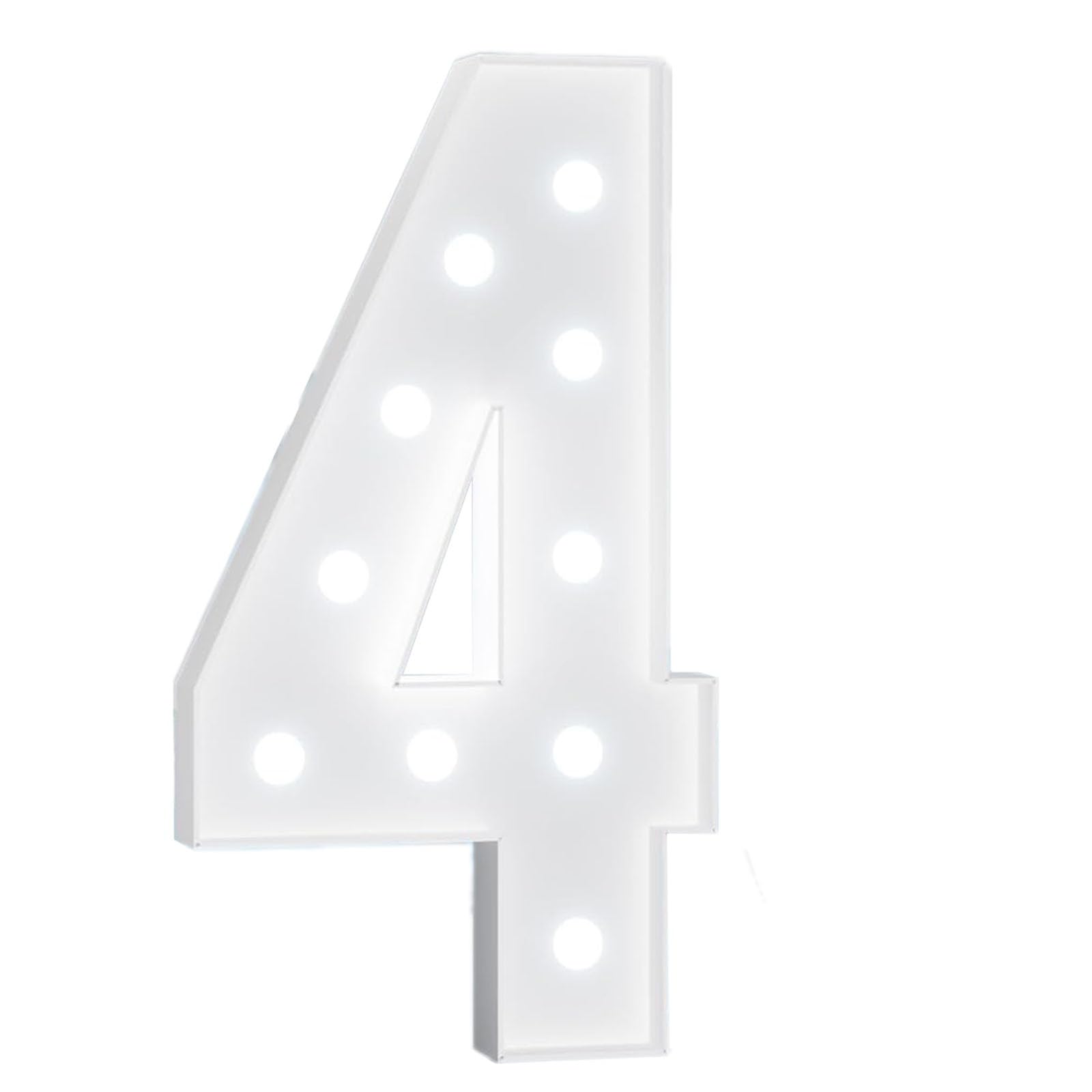 4FT Cumpleaños Decoraciones Grandes Números De Iluminación Número Marca Por 1º 8º Decoración De Aniversario Kit De Cartón De Espuma Pre-cortado(Number 4,WHITE LIGHT)