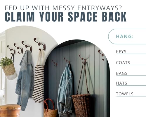 Comfify CA-0618-05-BR Decorative Rustic Wall Hooks – Shabby Chic Set Of 4 Wall Mounted Hooks For Coats thumb #4