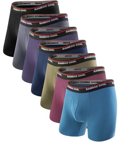Image of BAMBOO COOL Men's Underwear Boxer Briefs Fly with Built-in 3D Pouch Comfortable Cool Underwear for Men 4 Pack