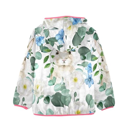 OTVEE Easter Bunny Spring Flowers Kids Hoodie Jacket Fall Spring Full Zip Warm Outwear Coat2