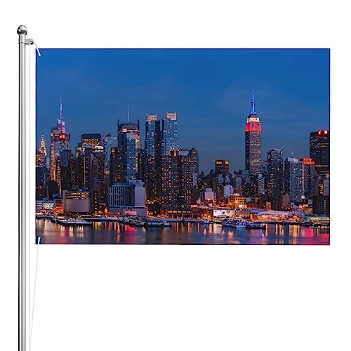 Drapeau New York nuit 1,2x1,8m grand drapeau d'extérieur robuste double face et jardin