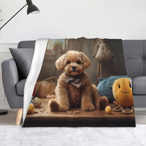 WZYWHJ Las mantas de franela con estampado de perro de peluche son súper suaves, cálidas y ligeras, adecuadas para sofás y camas