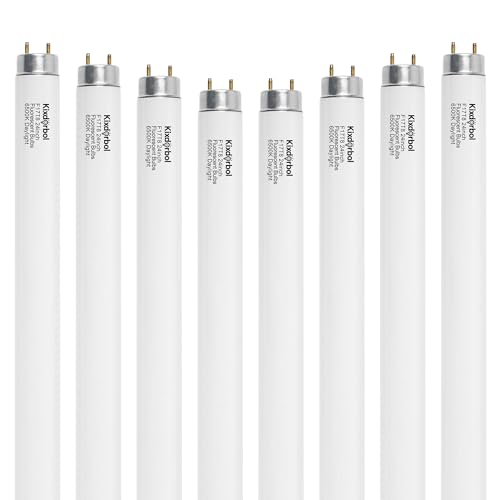 Kixdorbol 8 Pack 24 Inch F17T8/DL Fluorescent Light Bulb T8 17 Watt 6500K Daylight T8 2FT Fluorescent Replacement Tube G13 Medium Bi-Pin Base