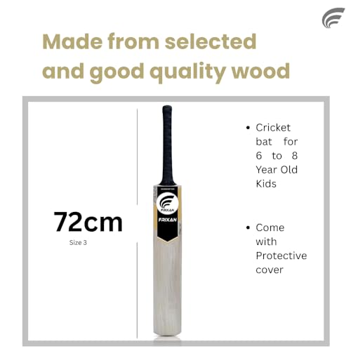 Image of Cricket bat Popular Willow for Boys with Cover (Size 3 for 6-8 Year) | Wood Cricket Bat