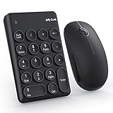 Wireless Number Pad and Mouse, Jelly Comb 2.4G Wireless Numeric Keypad Mouse Ten-Key with Multi-Function 18 Round Keys for Laptop Desktop Notebook N042 - Just One USB Port (Black)