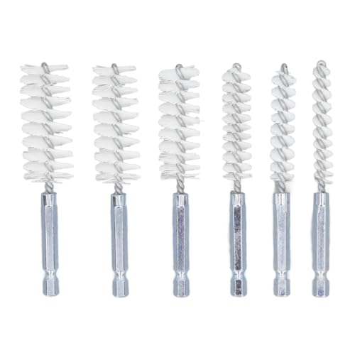 6PCS Drill Bore Cleaning Brush Set 1/4in Hex Shank Twisted Wire Brush for Electric Drill Die Grinder (Nylon (White))