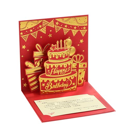 Cartão de bolo 3D atraente envelope delicado cartão de aniversário bolo 3D para saudações de férias