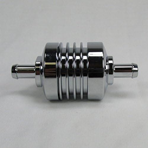 Filtro de combustible de aluminio cromado Billet para uso con manguera de combustible de 5/16 pulgadas de diámetro interior, pantalla de malla