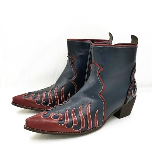 Men's Western Cowboy Motorcycle Ankle Boots2