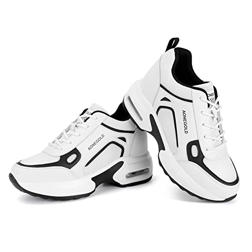 AONEGOLD Hidden Wedge Sneakers for Women Casual Platform Sneakers High Heeld Lace Up Walking Shoes Women's Fashion Sneakers2