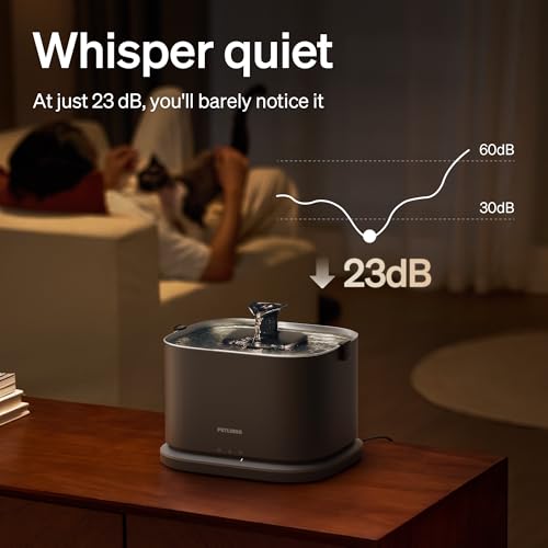 Image of PETLIBRO Upgrade Cat Water Fountain + 4 Packs Genuine Cat Fountain Filter Replacement, Dockstream 2 Smart App Monitoring 5G WiFi Auto Cat Fountain Stainless Steel Tray for Drinking, 3L /101oz