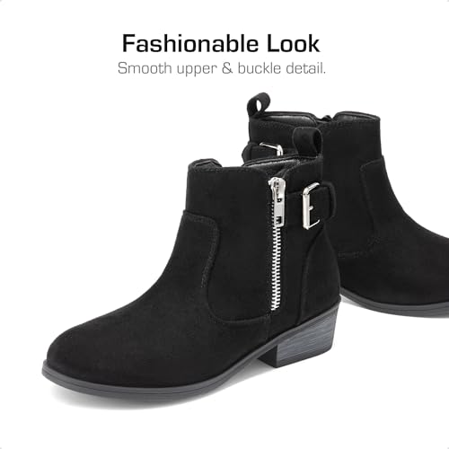 DREAM PAIRS Girls Boots Low Heel Side Zipper Ankle Booties Little Kid/Big Kid2
