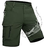 Wespornow Kurze Hosen Herren Cargo Shorts Herren mit 7 Taschen Bermuda Arbeitshosen Männer Kurz Cargohose Wanderhose Chino Stretch Sommer MTB Hose Wandershorts Arbeitsshorts(Grün, XL)
