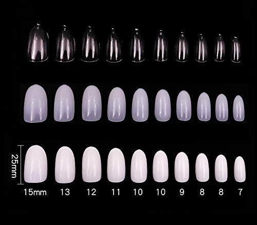 Surakey 100 Stück künstliche Fingernägel, weiß, ovale Nagelspitzen, Acryl, volle Abdeckung, runde Kunstnägel, künstliche… – Bild 4