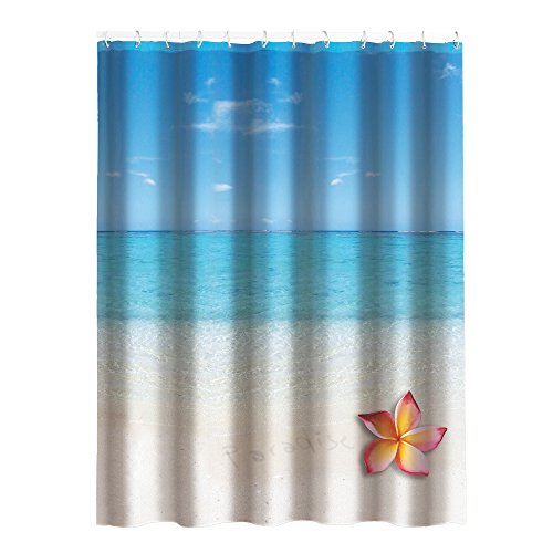 MSV Anti-Schimmel Duschvorhang - Anti-Bakteriell, waschbar, wasserdicht, mit 12 Duschvorhangringen - Polyester, „Paradise“ 180x200cm