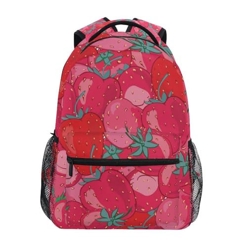 Sac à dos ordinateur imperméable SKYSHU grand volume à poches motif fraise