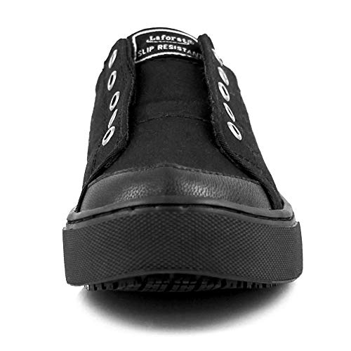 Laforst Courtney 3346 Womens Sunbrella Slip Resistant Waitress Server Slip On Flat (6) Black - Thumbnail 3