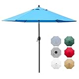 Sunnyglade 7.5' Patio Umbrella Outdoor Table Market Umbrella with Push Button Tilt/Crank, 6 Ribs (Blue)