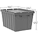 Akro-Mils 39120 Industrial Plastic Storage Tote with Hinged Attached Lid, (21-Inch L by 15-Inch W by 12-Inch H), Gray, (6-Pack)