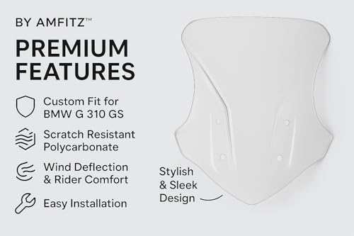 Image of Premium Polycarbonate Touring Windshield for GS 310, Clear Motorcycle Windscreen, High-Visibility Front Wind Deflector Shield for Adventure Bikes