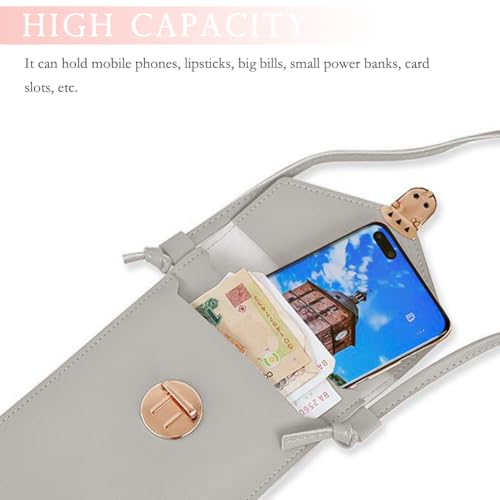 Women's Leather Crossbody Phone Bag Small Cellphone Purse Wallet Mini Waterproof Shoulder Bag with Card,Light Grey4