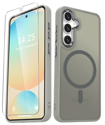 Image of for Samsung Galaxy S24 FE Case, Matte Magnetic Phone Case with 1 Screen Protector, Support for Magsafe, Translucent Frosted Slim Shockproof Protective Cover for Samsung Galaxy S24 FE, Titanium Gray