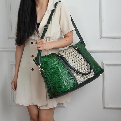 MKF CollectionTravel Duffle Bag for Women, Crocodile-Embossed Vegan Leather Large Overnight Fashion Weekender Carry on Bags2