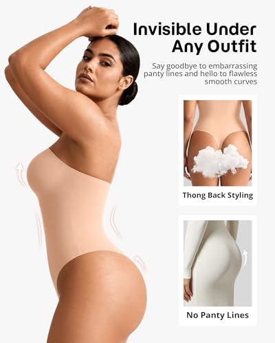 Image of Shapewear Bodysuit Tummy Control Strapless Bra Shapewear for Women Strapless Faja Body Shaper Thong Light Shapewear