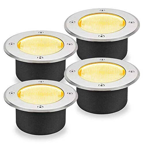 埋込み式 LED ガーデンライト ソーラー発電 電源不要 屋外用 防水 ESL-01/ESL-02 (4個セット, オレンジ(電球色))