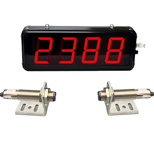 Cyfrowy licznik laserowy z wyświetlaczem LED, licznik do 9999, podwójne czujniki podczerwieni, zasięg 20 m, pilot zdalnego sterowania do liczenia osób i odwiedzających