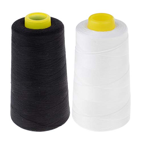 4 unidades (3000 yardas cada una) de hilo de costura fuerte y duradero de poliéster para ropa, accesorios y suministros de costura (2 blancos y 2 negros) miniatura 2