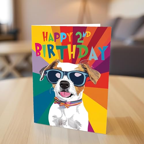 Geburtstagskarte zum 2. Geburtstag für Jungen – Pawsome Cool Dog – Hunde-Geburtstagskarte für 2 Jahre alten Jungen, A5 Hundegruß