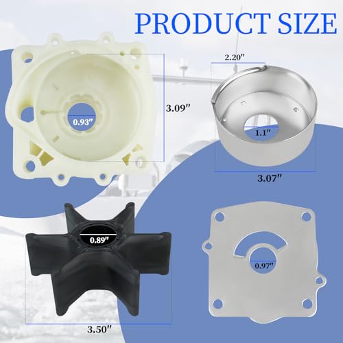 Image of Water Pump Impeller Kit 61AW0078 Compatible with Yamaha Outboard Marine 150 175 200 225 250 300 HP Motorsm, 2 /4 Stroke, Replaces 61A-W0078-A2 /A3 /A4-00 Sierra 18-3396-1