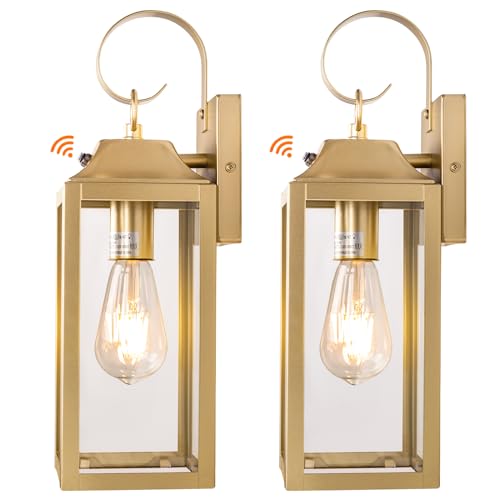 Yolsunes 15 Inch Dusk to Dawn Outdoor Wall Lights Porch Light 2 Pack Gold