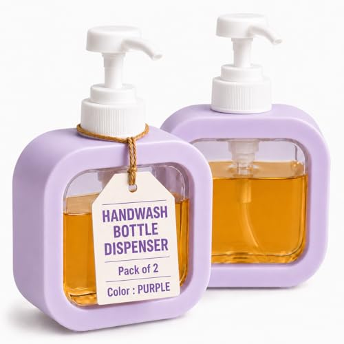 Image of Soap Dispenser for Wash Basin - Handwash Dispenser Bottle for Bathroom Sink - Liquid Soap Hand Wash Pump Bottle Plastic Container for Home, Bathroom(Purple,Pack of 2)